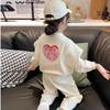 Girls' Cartoon Letter Two-Piece Set: Cute and Stylish Spring/Autumn Top & Pants for Kids