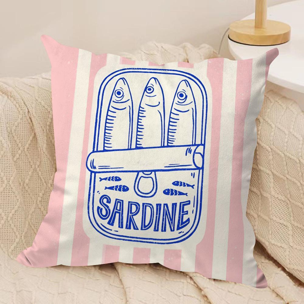 CoastalCharm Sardine Can Cushion Cover Soft Plush Fabric DoubleSided Printed Sofa Cushion Cover for All Seasons Home Decor Gift