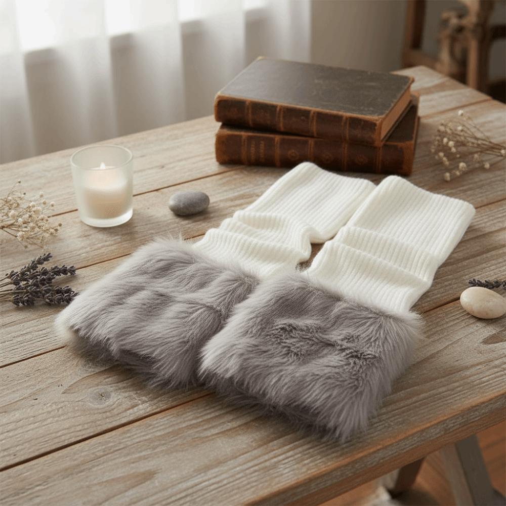 Knitted Furry Leg Warmers Foot Cover Long Stockings Vintage Plush Leg Coverings  Spicy Girls