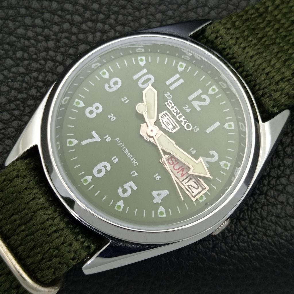 JAPAN VINTAGE REFURBISHED SEIKO 5 AUTOMATIC 6309A MENS GREEN WATCH a441670-1 Sk-a441670