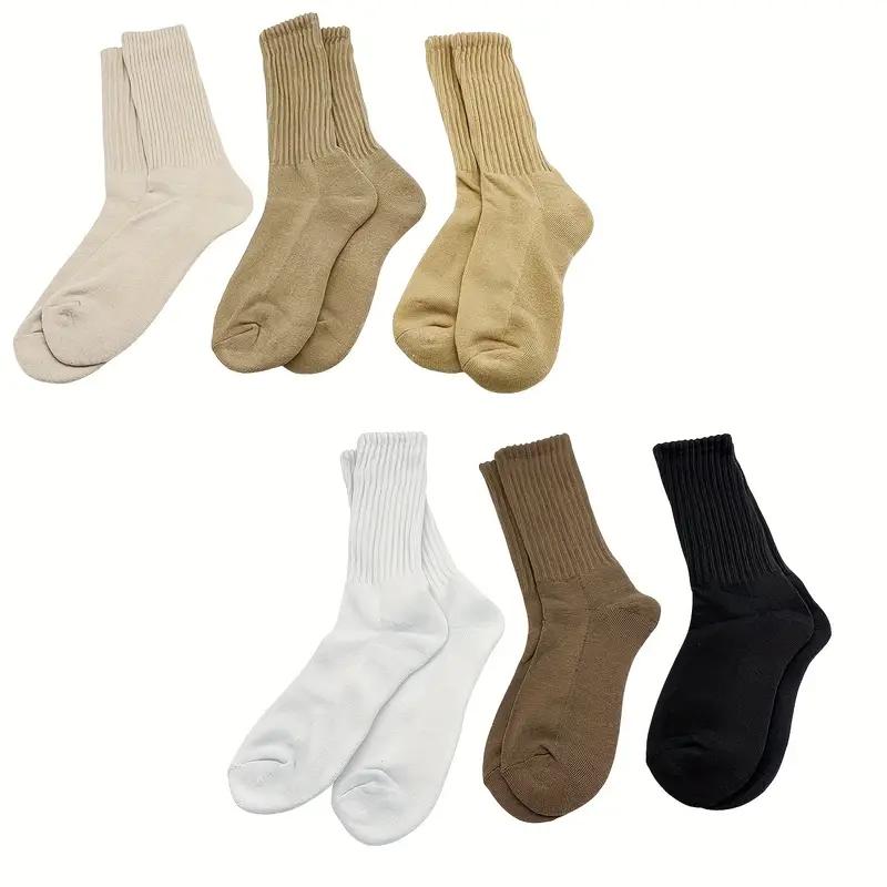 

6 пар толстых и теплых однотонных носков на осень и зиму, простые удобные носки для экипажа