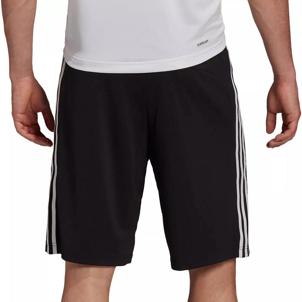 adidas Solid Color Logo Letter Stripe Print Elastic Waist Straight Leg Shorts Men Shorts Black H20839
