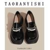 Thick-soled Women's New Spring Heightening White Small Leather Shoes One-pedal Women's Shoes Muffin Pearl Single Shoes