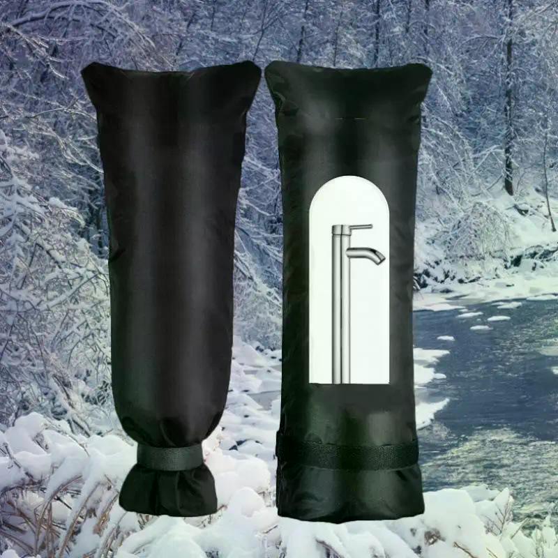 Winter Faucet Cover In Black Outdoor Water Faucet Freeze Protection; Reusable and Waterproof Garden Tap Insulation Protector