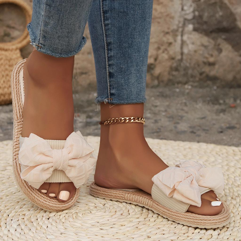 Pantoufles plates décontractées à grandes fleurs pour femmes