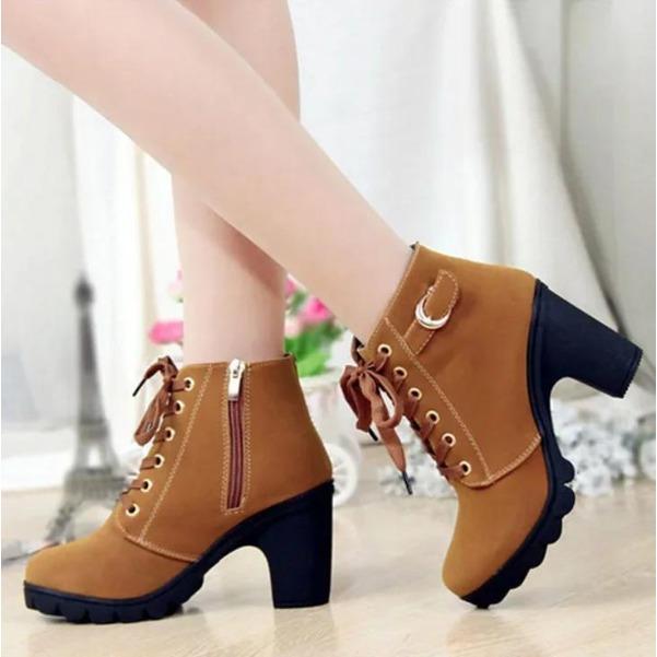Women High Heeled Ankle Boots Ladies Autumn Winter Womens Shoes High Heels 8.5cm Female Boot Botas De Mujer Plus Size