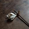 Handmade Ceramic Magnolia Incense Holder: Color-Changing Flower Ornament for Tea Ceremony or Table Decoration