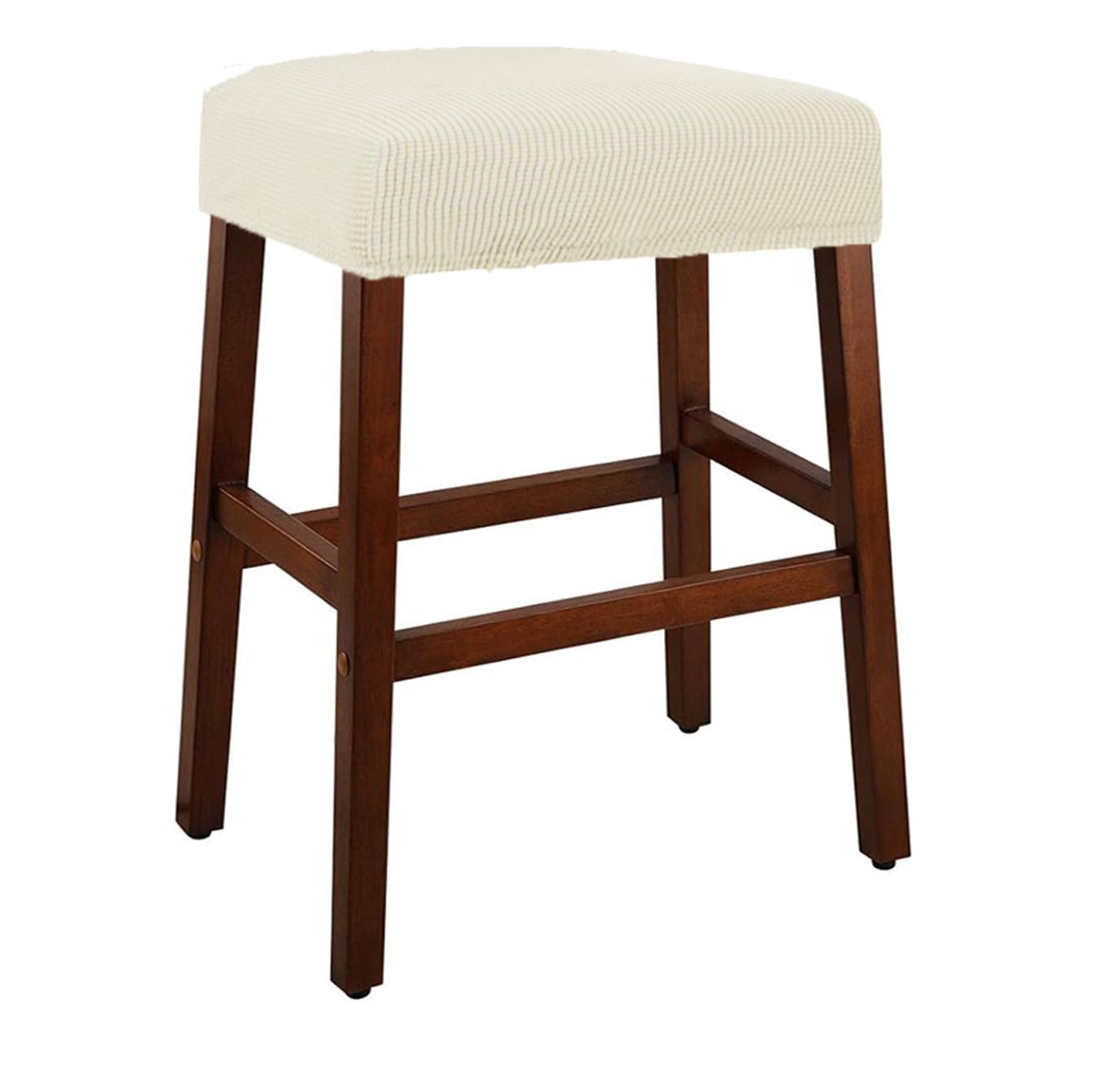 Elastische Rechthoekige Barkrukhoes Kaptafel Stoel Sliphoes Counter Zadel Kussen Beschermer beige