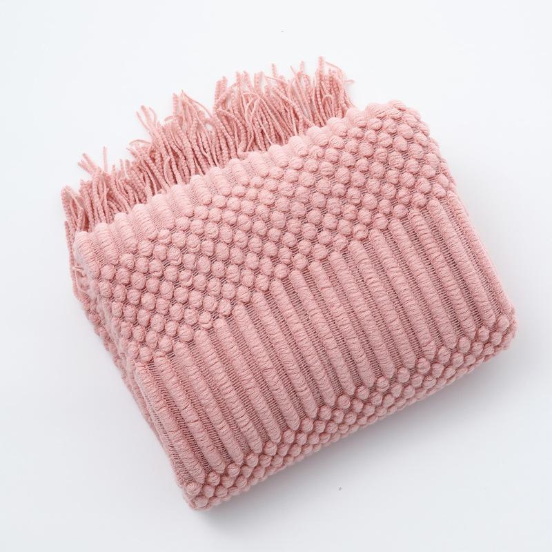 Sofa throw blanket, hotel air conditioning blanket, solid color knitted blanket, homestay bed end decorative blanket, versatile bed cover with