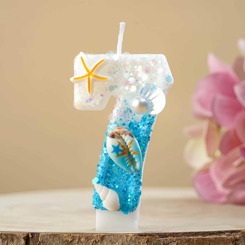 TEMU Xiyin Ocean-Themed Starfish & Conch Birthday Candles (Numbers 0-9) Cake Decorations