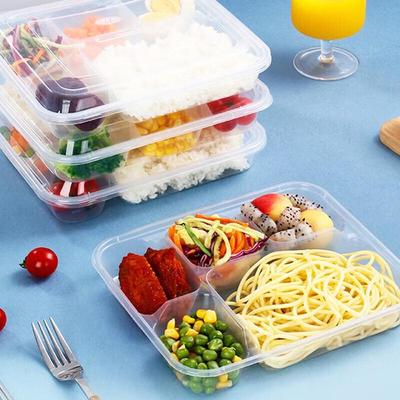 Disposable 5-Compartment Square Plastic Lunch Boxes