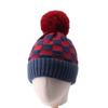 Autumn and winter new wool hat new color matching checkerboard plaid hairball pullover hat warm knitted hat