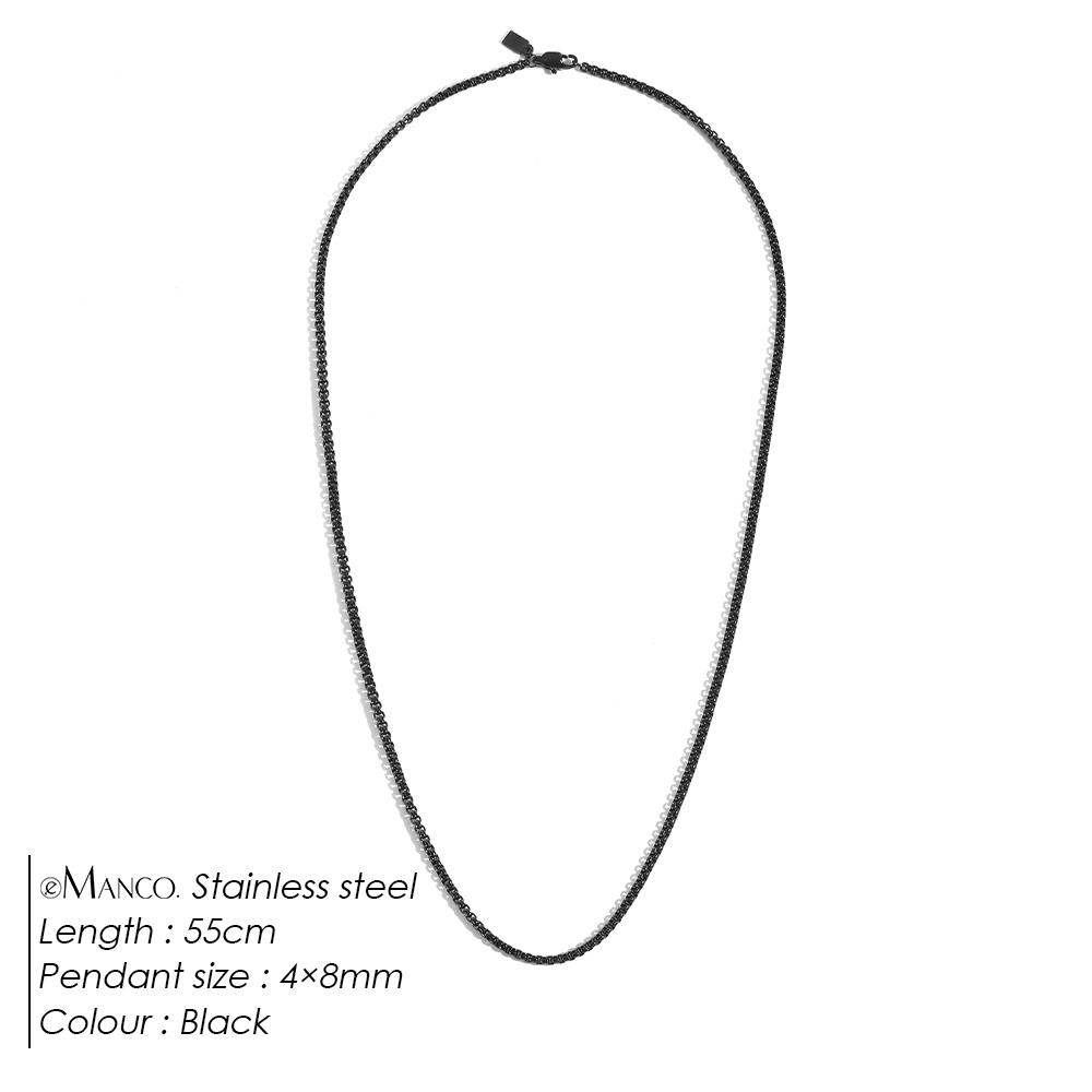 EManco Classic Anniversary 18K Gold Plated Mens Waterproof Non-Tarnish Stainless Steel Black Keel Box Chain Necklace 55CM чёрный