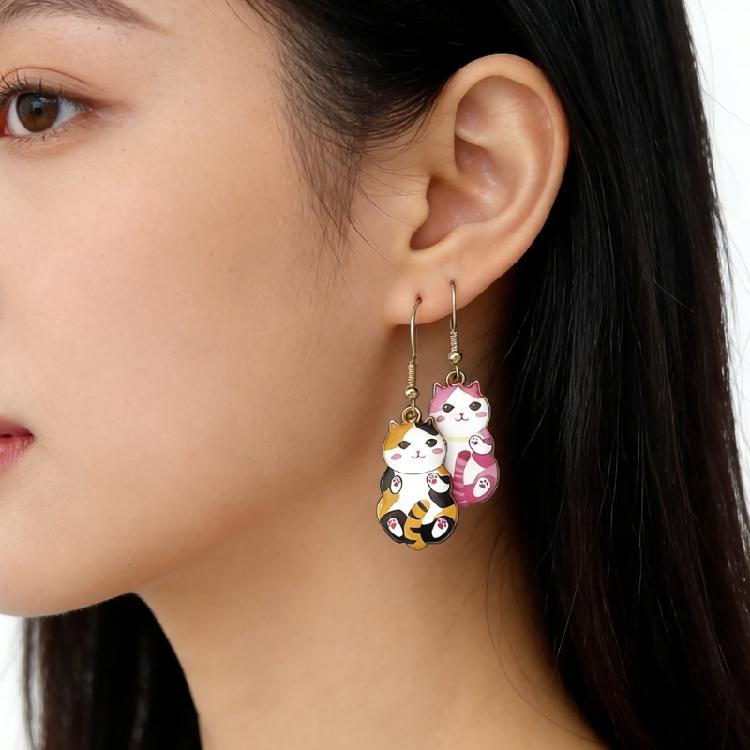 Stylish Cats Shape Ear Jewelry Alloy Texture Party Earrings Fashion Geometric Pendant Accessories for Party and Daily