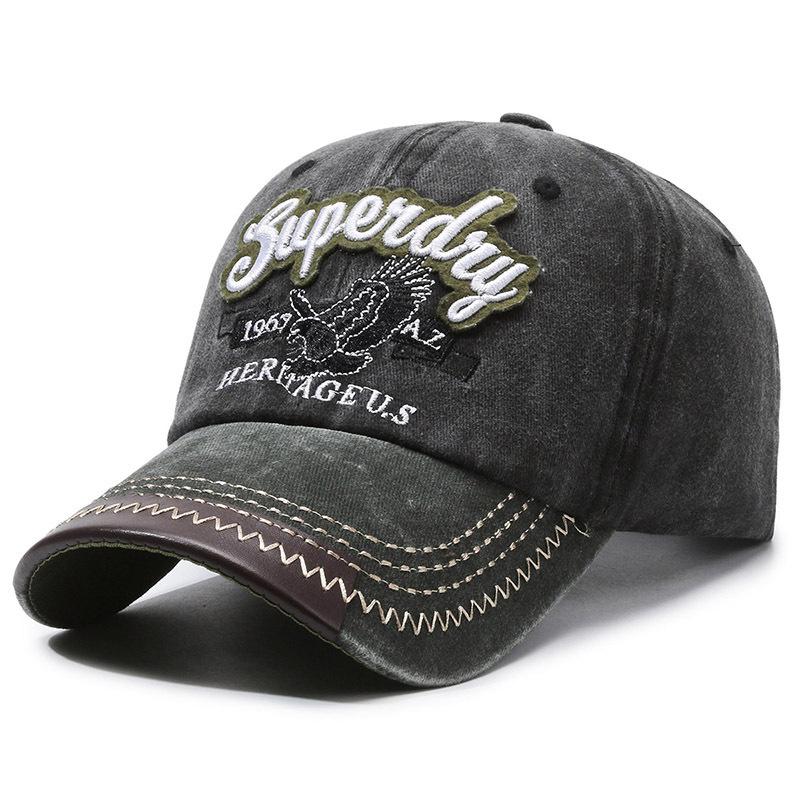 Spring and Autumn New Eagle Embroidered Hat Washed Old Alphabet Baseball Cap Retro Versatile Men's and Women's Contrasting Hat