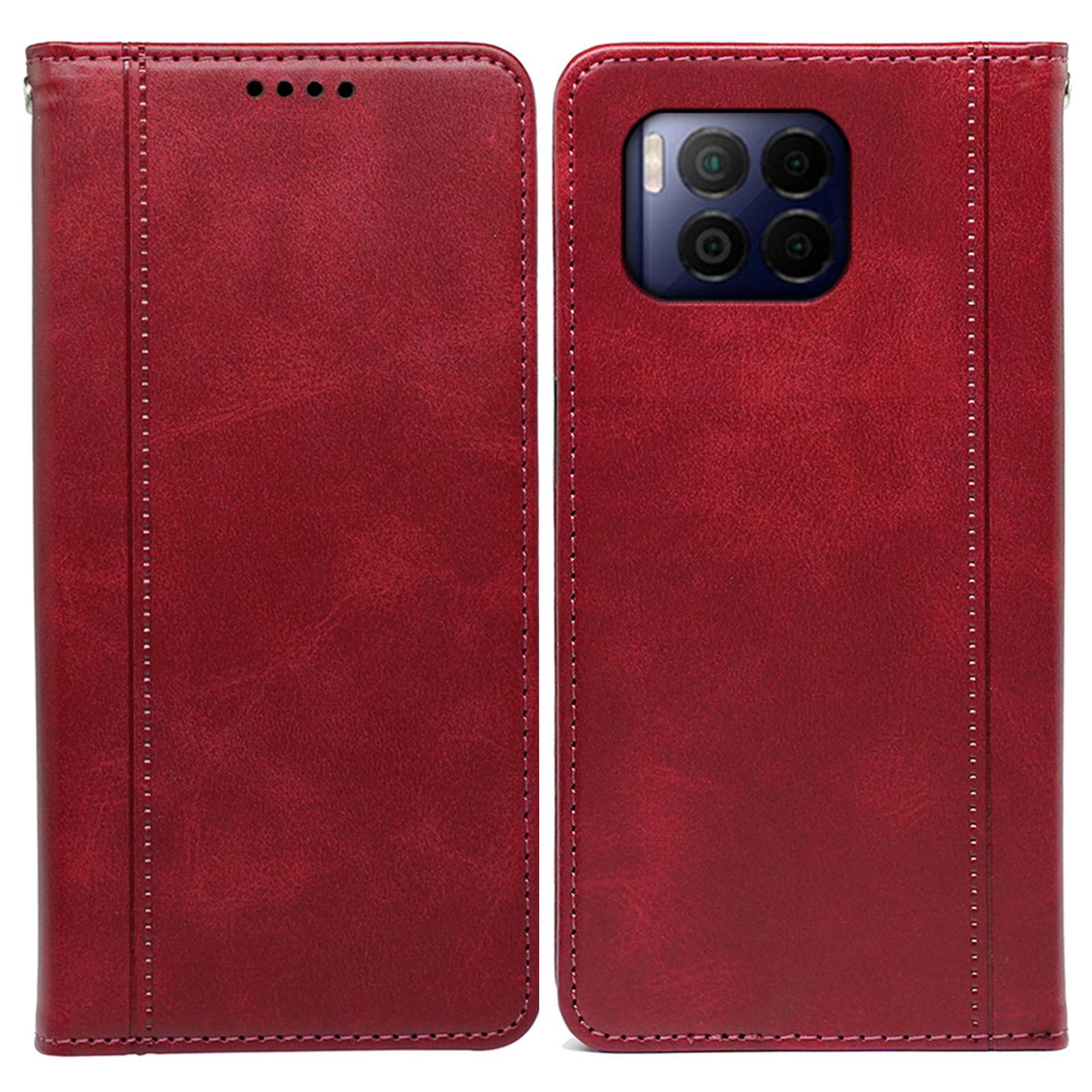 

For T-Mobile REVVL 7 Pro/T Phone 2 Pro Case Leather Phone Cover Magnetic Closing Red