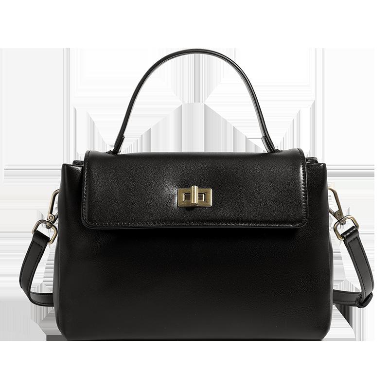 

Модная текстурированная сумка из коровьей кожи, универсальная сумка через плечо, сумка-мессенджер из натуральной кожи для通勤 чёрный