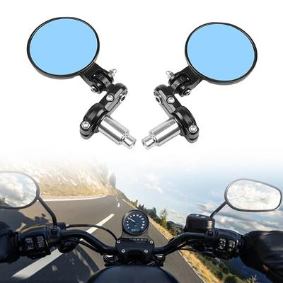 CNC Foldable Round Rearview Mirrors Left Right 7/8" Handlebar End 2.6 Inch Mirror for Motorcycle