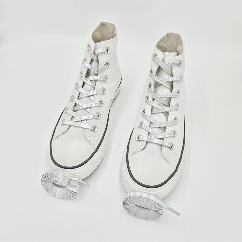 Złote i Srebrne Skórzane Odblaskowe Sznurówki do Butów Air Force i Dad Shoes - Jedna Para