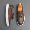 Genuine Leather Men Casual Shoes Elegantes Mens Loafers All-match Moccasins Breathable Slip on Flats Driving Shoes with Tassel