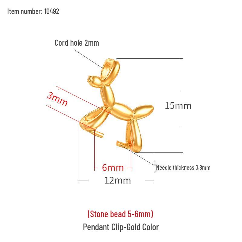 

S925 Sterling Silver Balloon Dog Necklace Pendant for Women - DIY Pearl Clavicle Setting, Korean Style. 925 Sterling Silver золотой