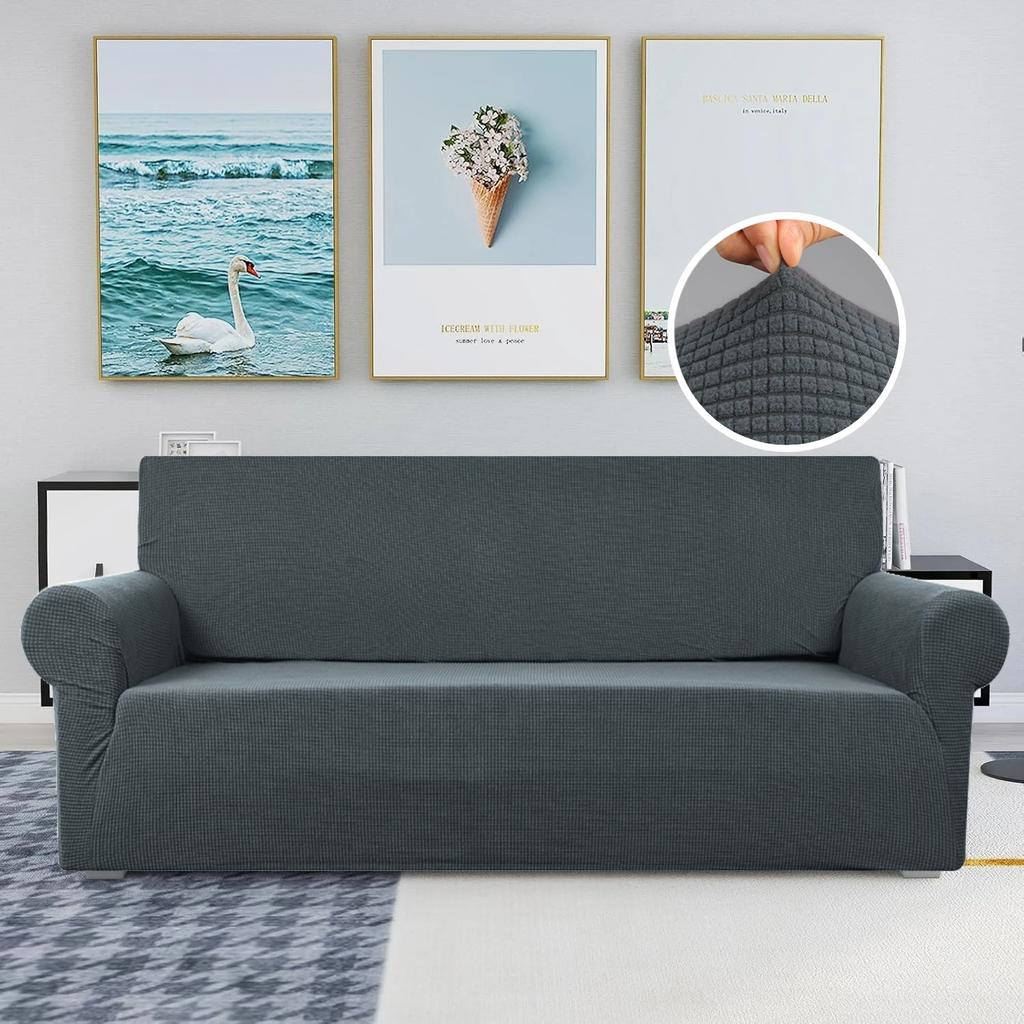 Super Stretch Couch Cover for 1/2/3/4 Seater Couch Sofa Living Room Jacquard Spandex Furniture Protector Dog Pet Friendly Fitted