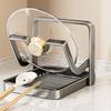Countertop Pot Lid Organizer Pan Lid Storage Rack with Removable Drip Tray And Spoon Rest Kitchen Counter Organizer While Cooking
