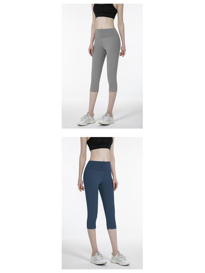 Women's High Waist Elastic Yoga Pants - Breathable, Sweat-Absorbent, 7/8 Length for Spring/Summer