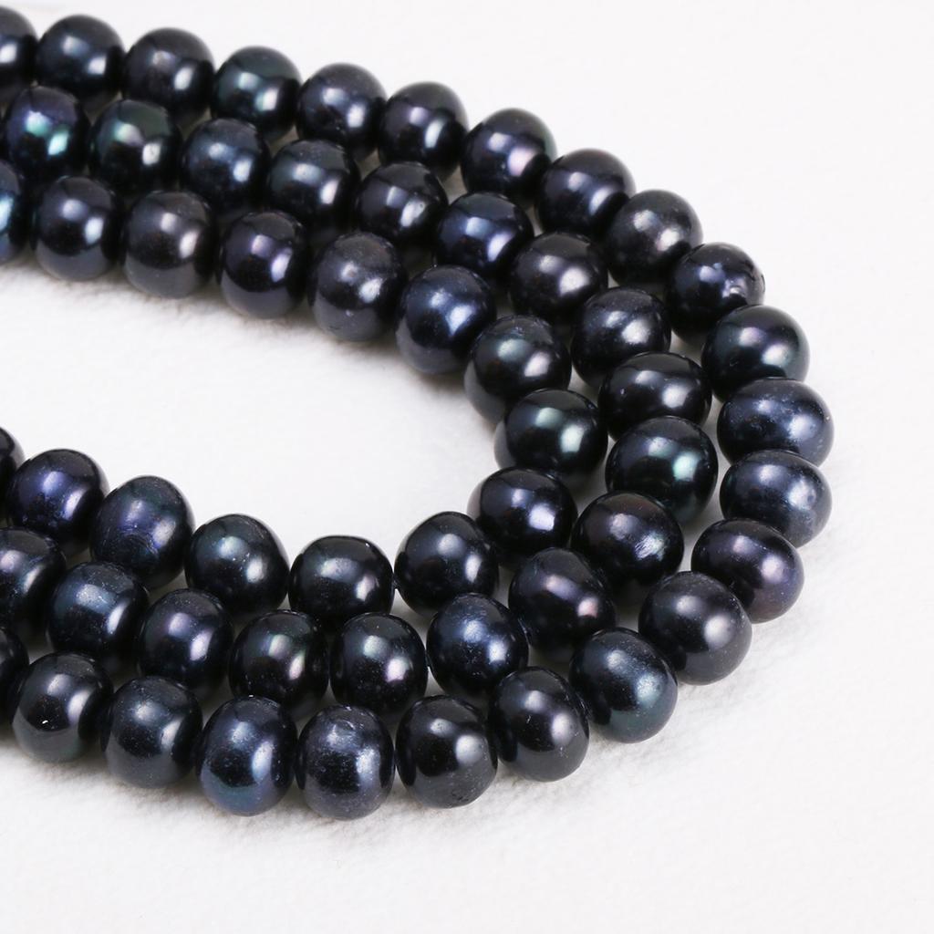 1String, Natural Freshwater Pearls, 8-9 Mm White Black Potato Shape Pearl Beads for Jewelry Making DIY Necklace, Birthday Party Gifts for Women, 36cm