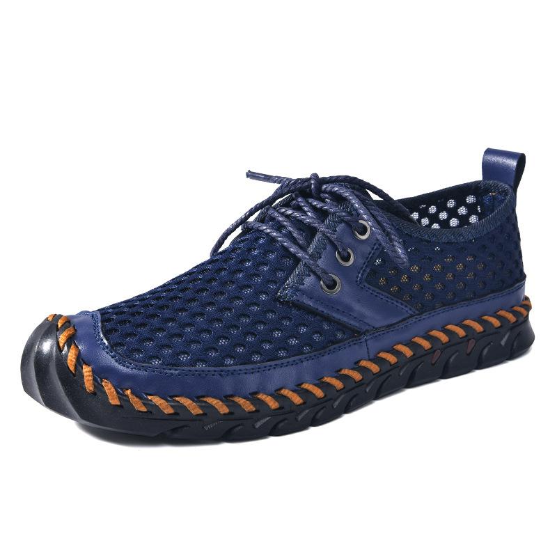 

Hollow mesh shoes casual and lightweight one-pedal large-size sports tide stream shoes soft-soled low-top men s shoes 48 синий