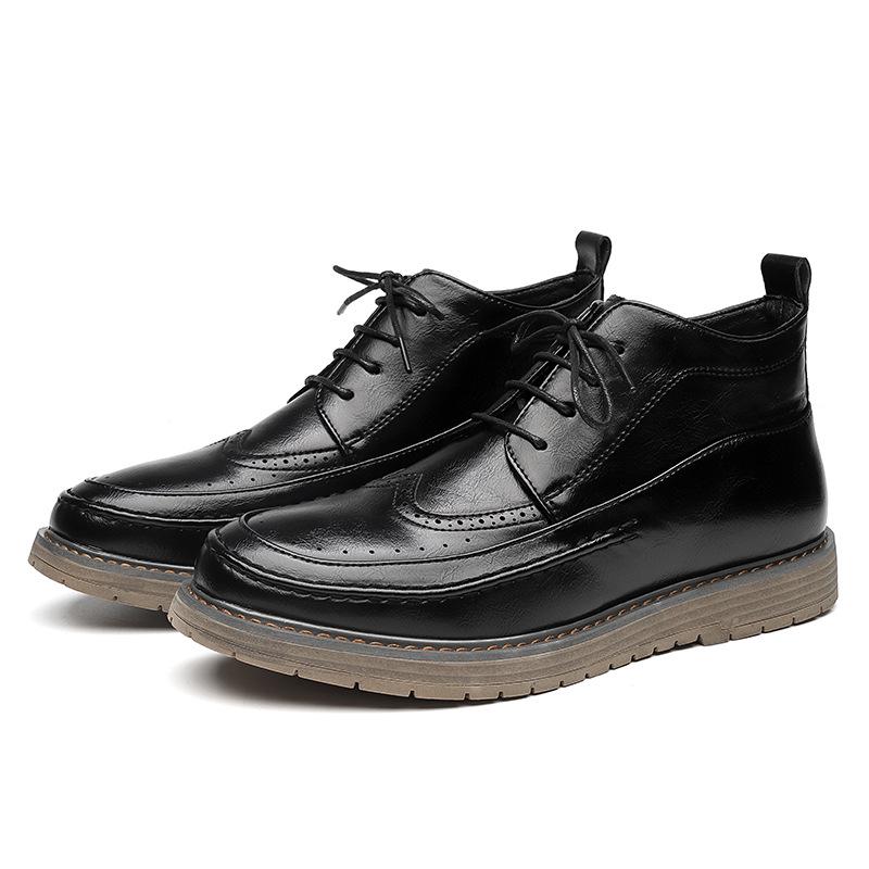 Men s British Style Black Carved Casual Leather Mid-top Martin Boots Size 39 чёрный