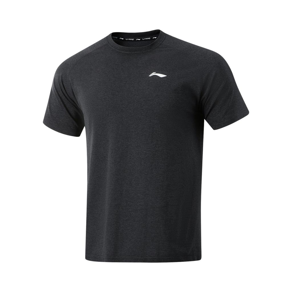 Li-Ning Comfortable Breathable Solid Color Round Neck Versatile Short Sleeve T-Shirt Men Tops Mixed-Thunder-Gray ATSV363-4