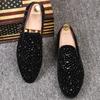 New Rhinestone Sequins Loafers Black Luxury Mens Brand Shoes HighQuality flat trend Casual British style Men Shoes Zapatos 2024