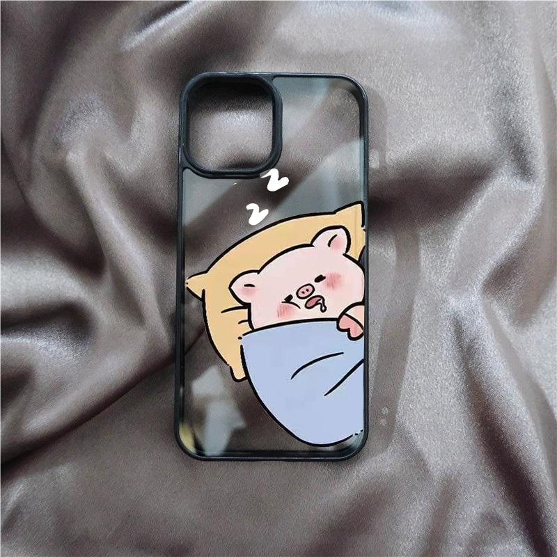 

Cute Pink Pig Cartoon Couple Phone Case for IPhone 16 14 15 11 13 12 Pro Max Mini for IPhone X XS XR 7 8 Plus SE Clear Covers iPhone XS Max