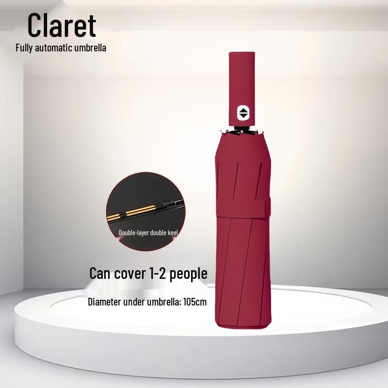 Bone Automatic Windproof Large Umbrella with UV Protection, Reversible for Sun and Rain.