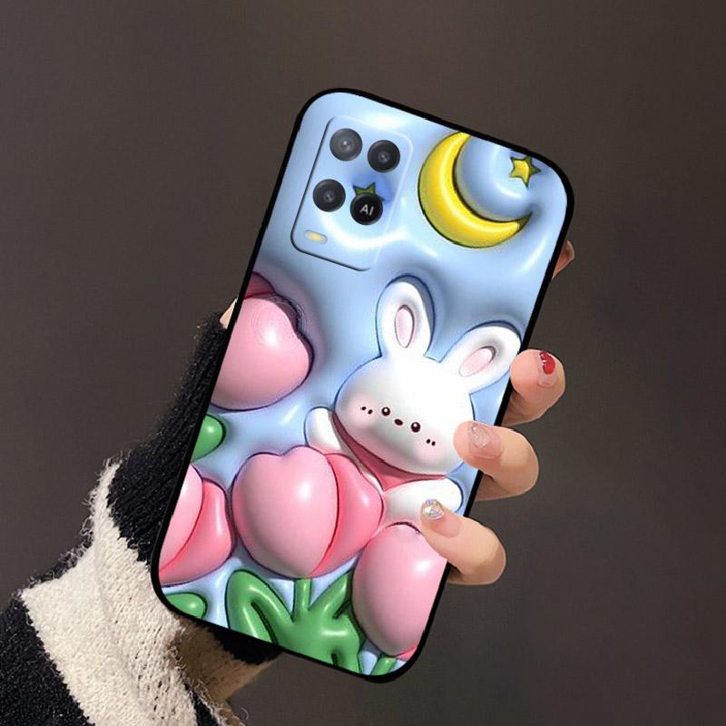 For Oppo A54 4G Case Black Silicone Soft TPU Shockproof Phone Cases For Oppo A54 Painted Phone Cover CPH2239 Protective Fundas