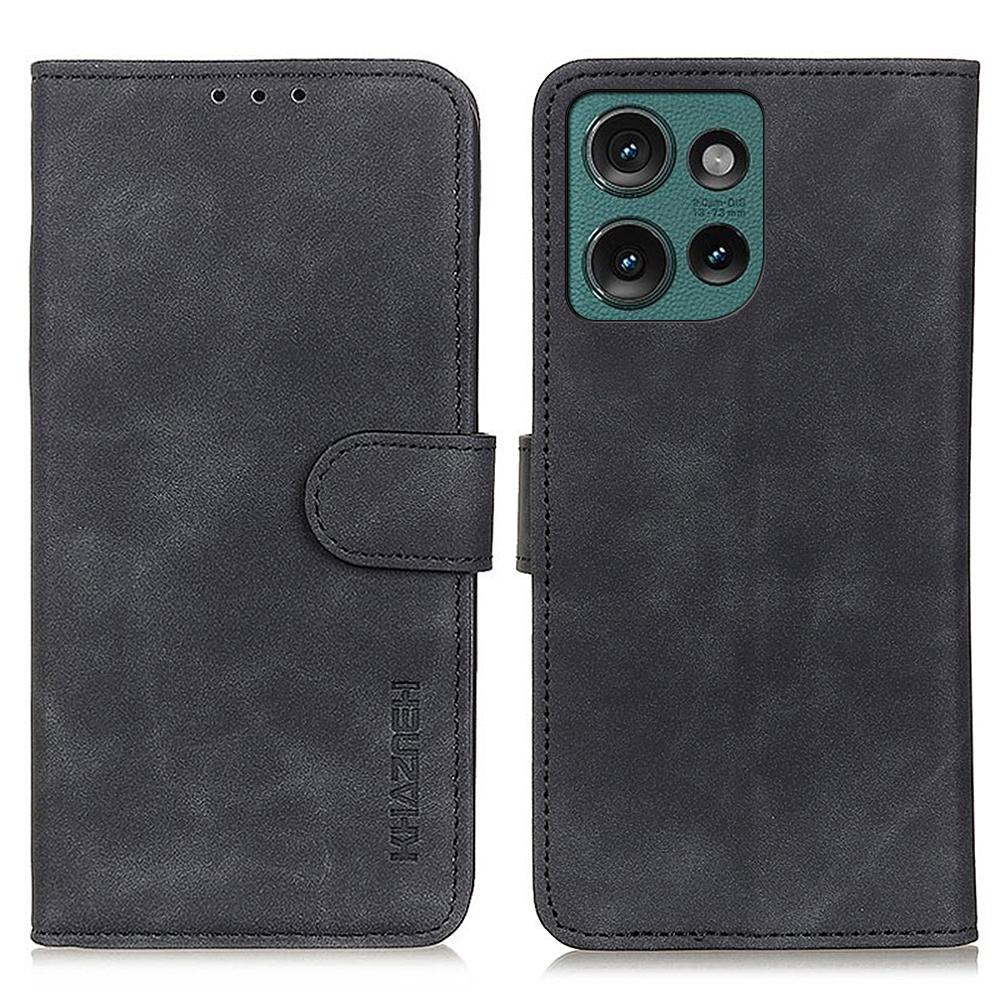 KHAZNEH Für Motorola Edge 50 5G Hülle Retro PU Leder Brieftasche Ständer Handyhülle