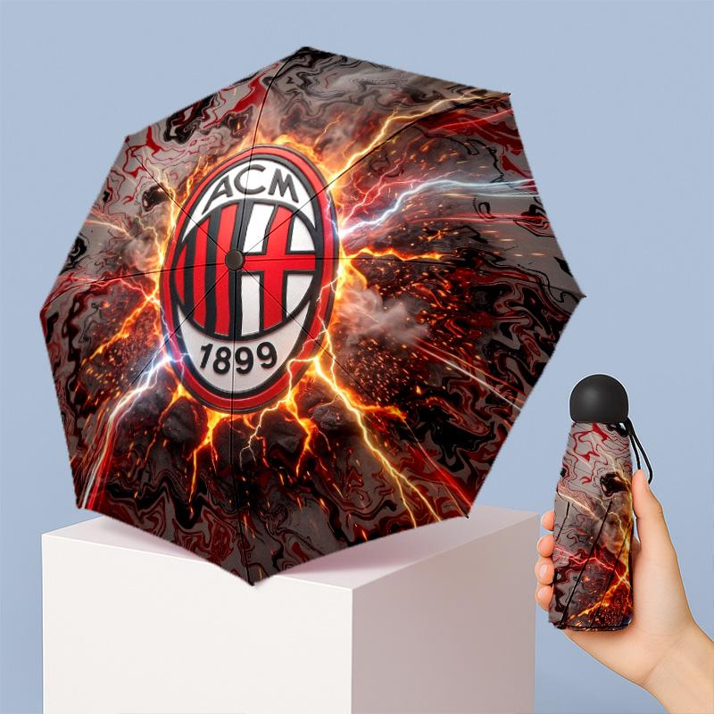 AC Milan Pattern Printed Mini 5 Folds 8 Ribs Compact Umbrella Windproof Waterproof Lightweight Portable Folding