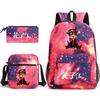 3 Piece School Backpack Set for Students Large Capacity Oxford Cloth Schoolbag with Shoulder Strap and Pencil Case