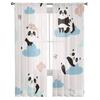 Cute Sleeping Pandas Moon Rainbows Clouds Chiffon Sheer Curtains for Living Room Bedroom Decoration Window Voiles Tulle Curtain