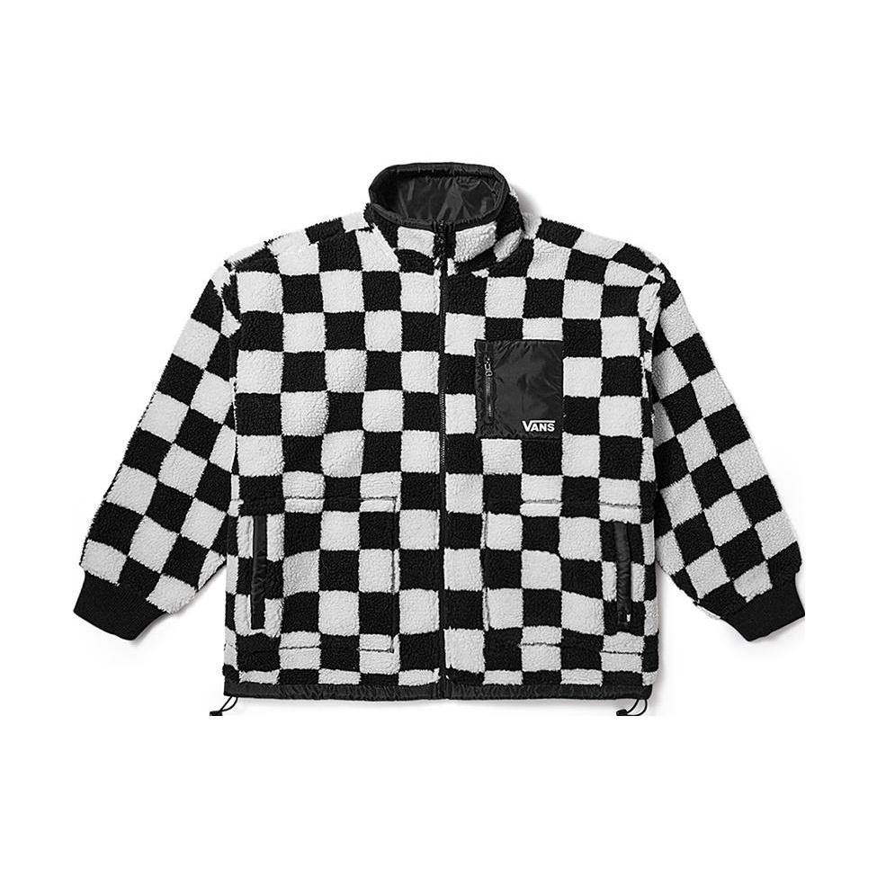 (WMNS) Vans Checkerboard Sherpa Jacket  White Black  Women s VN000H0RCY4 M