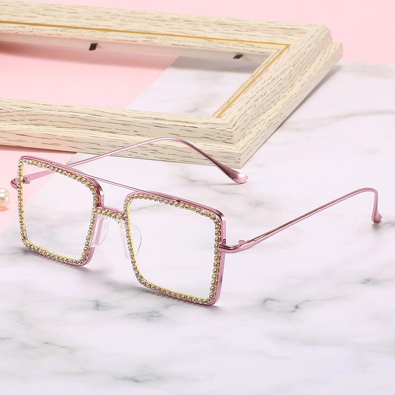 2020 Popular Women'S Handmade Rhinestone Flat Glasses, Metal Glasses, Quality Retro Sunglasses