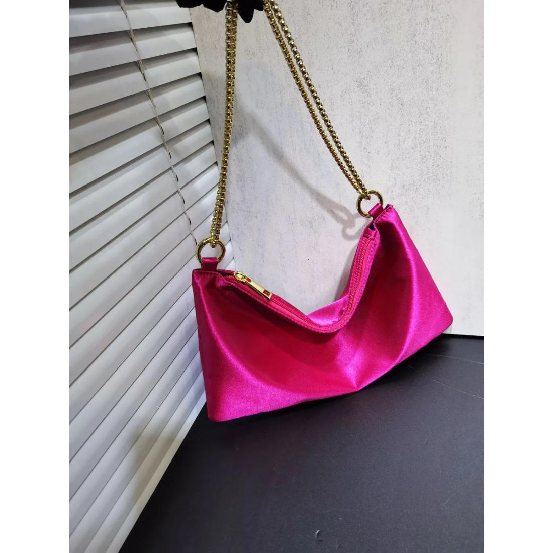 

Высококачественная женская сумка через плечо в стиле ретро, квадратная, однотонная, с цепочкой в форме полумесяца, атласная, в стиле подмышек, новая