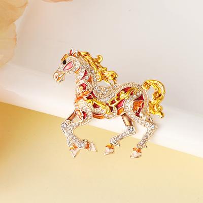 1 Stück Tierdekoration Erinnerungsgeschenk Mit Diamanten besetzt Frische Zinklegierung Süßes Pony Brosche