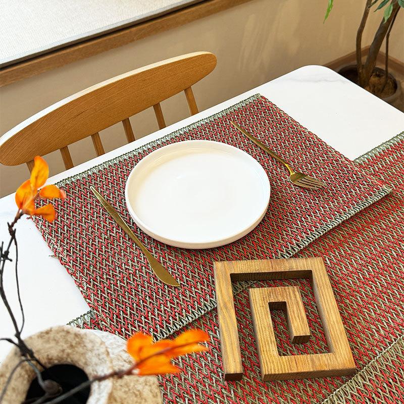 Pastoral paper rope woven placemat ins miscellaneous retro Christmas decorative mat wedding creative paper thermal insulation table mat