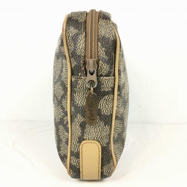 YVES SAINT LAURENT Clutch Second Bag Brown Monogram Logo Pattern(USED)