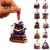 Halloween Party Supplies Reading Ghost Hanging Ornament, Acrylic Holding Book Pumpkin Decorations Black Cat Mummy Decor, 2D Cartoon Bookish