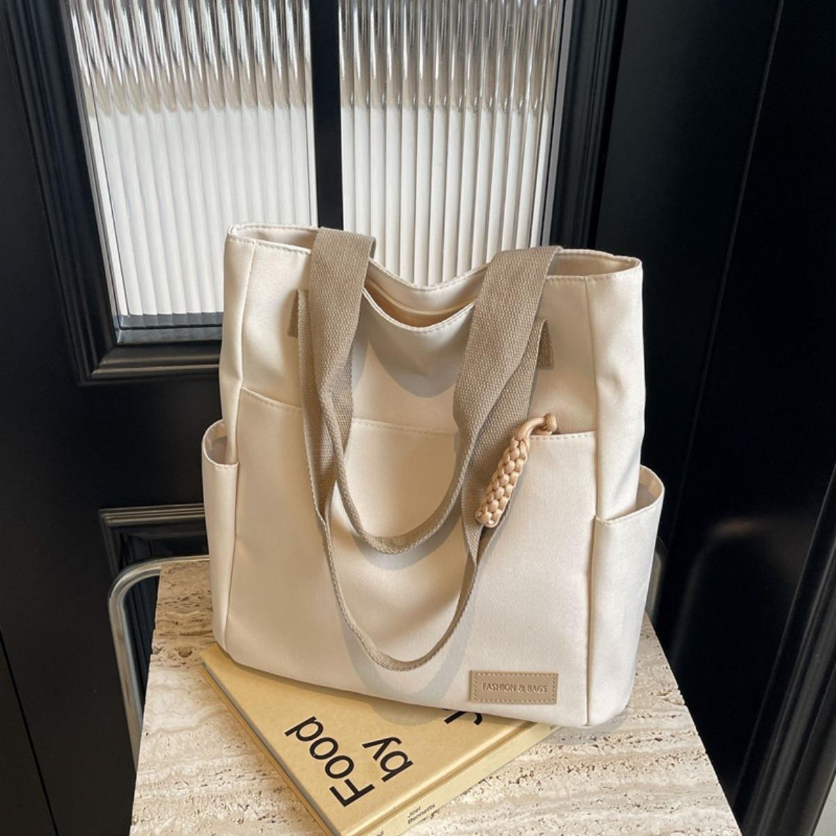 

Повседневная наплечная сумка, Женская наплечная сумка большой вместимости, Японская холщовая сумка, Студенческая сумка для занятий, Женская универсальная сумка подмышку One Size бежевый