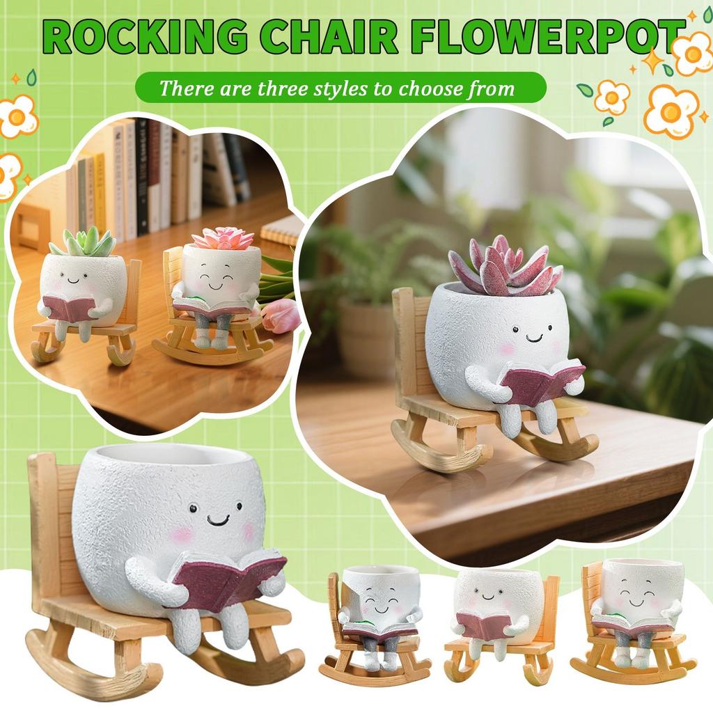 Rocking Chair Flowerpot, Suitable For Both Indoor And Outdoor Plants, Fun Vase Adds