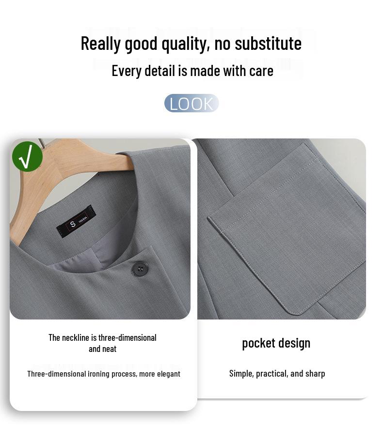 Women's High-End Spring/Summer French-Design Suit with Vest and Outerwear Base Layer